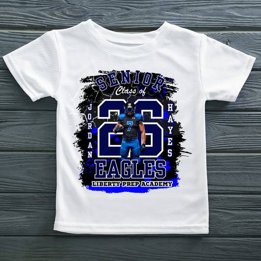 Senior Class of 2026 Football Tee Template – Navy & Royal Blue Edition