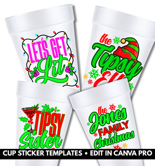 4-Cup Christmas Bundle – Editable Canva Pro Templates (Digital Download)