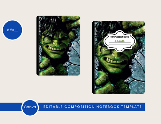 Hulk Composition Notebook – Editable Canva Template