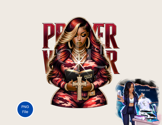 Prayer Warrior – Woman Holding Cross PNG