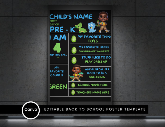 Cool Blue Back to School Poster Template for Boys (Editable Canva Template)