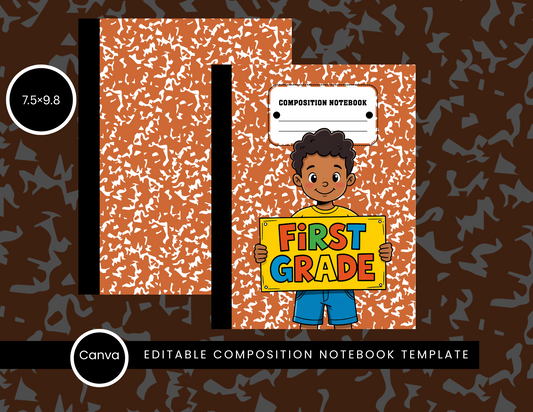 Orange First Grade Little Boy Notebook Cover – PNG