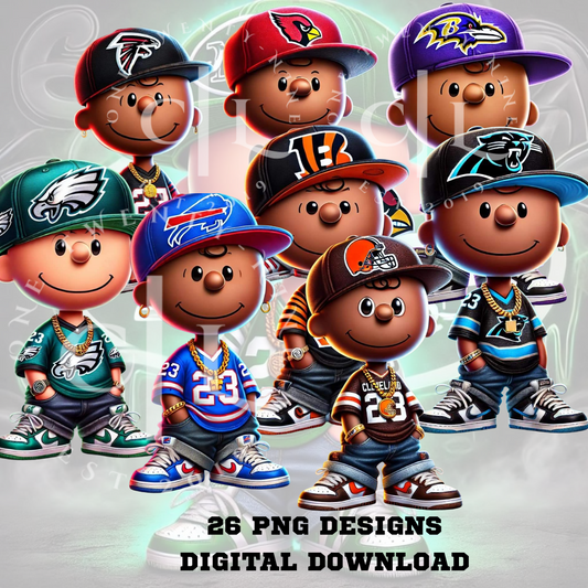 Sports Cartoon Characters PNG Bundle | 26 Digital Designs | Instant Download