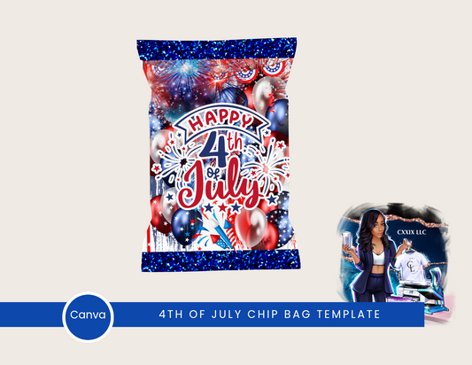 4th of July Chip Bag – Editable Canva Template