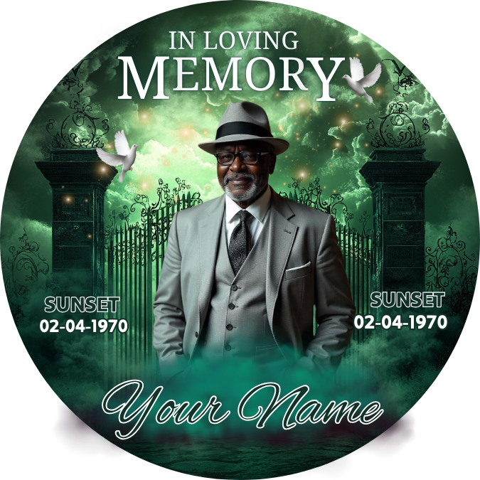 Green Memorial Pin Button Template Bundle
