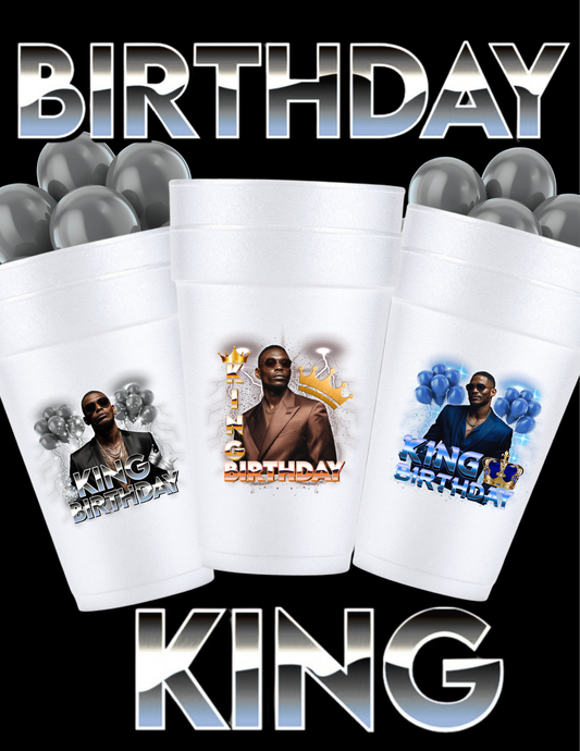 Birthday King Styrofoam Cup Template | Men’s Party Templates Bundle of 3
