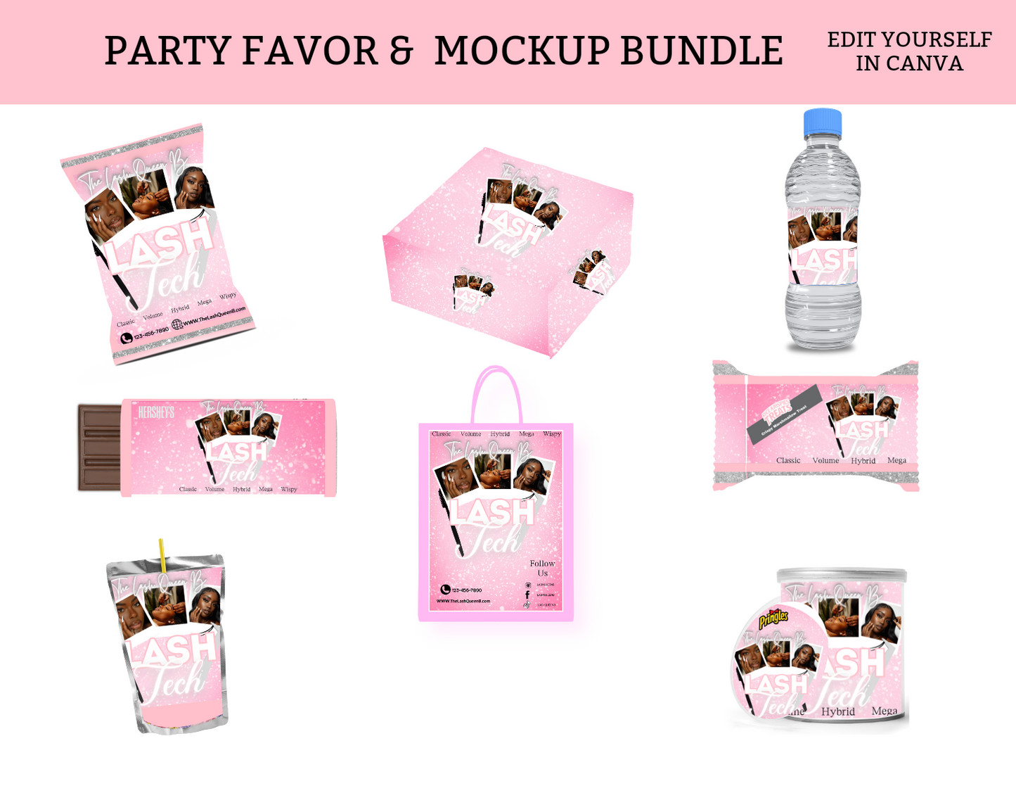 Lash Tech Party Favor Template Bundle