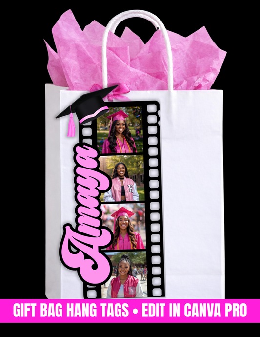 Black Graduation Gift Bag Tag Template