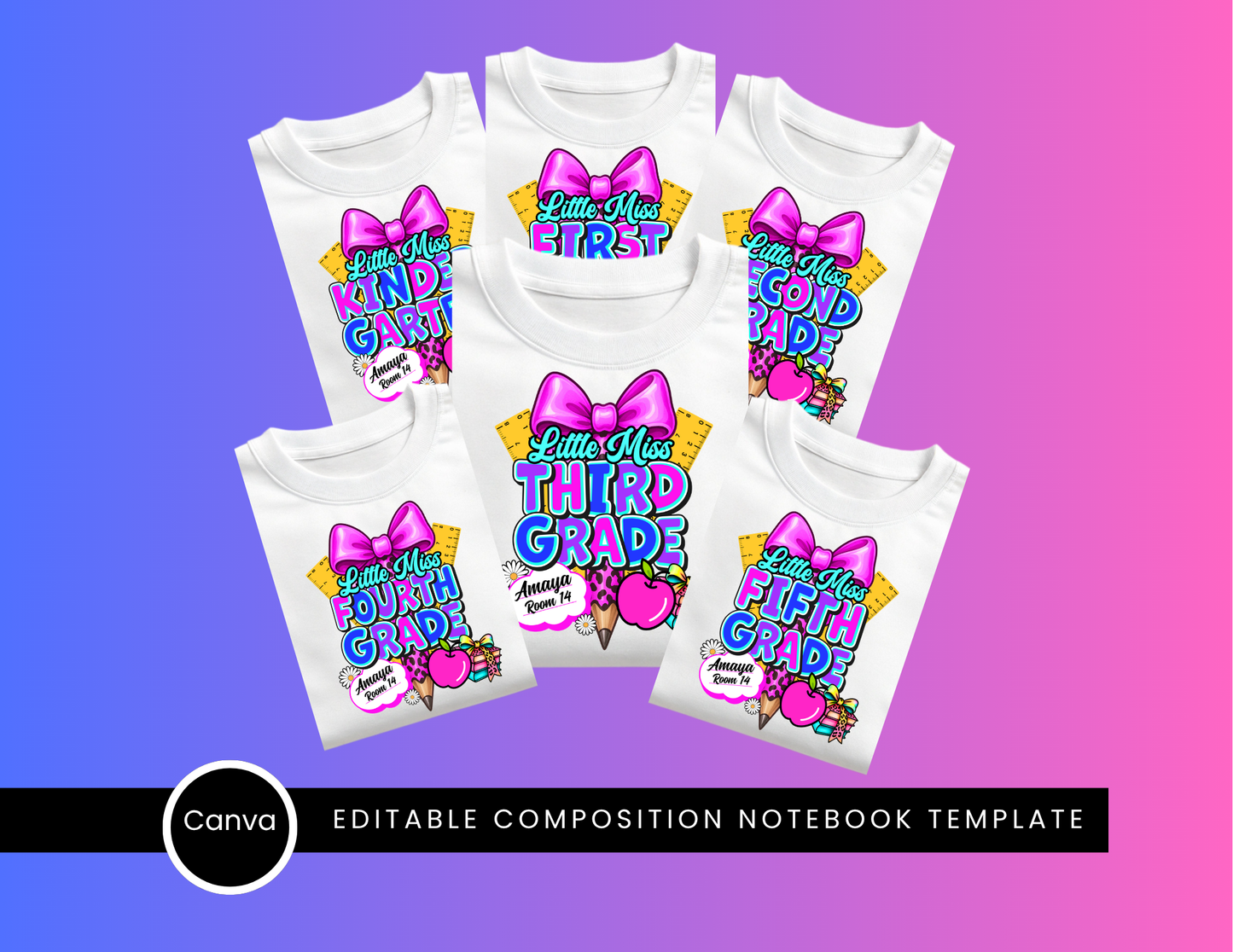 Girly Back to School Design Bundle – Pre-K to 5th Grade (For Girls)