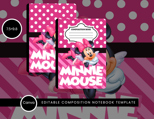 Minnie Mouse Pink Composition Notebook Cover Template