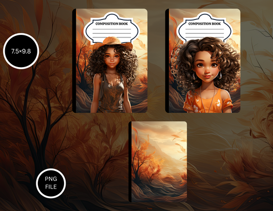 Magical Forest Girl Composition Notebook Bundle – 3 PNG Covers