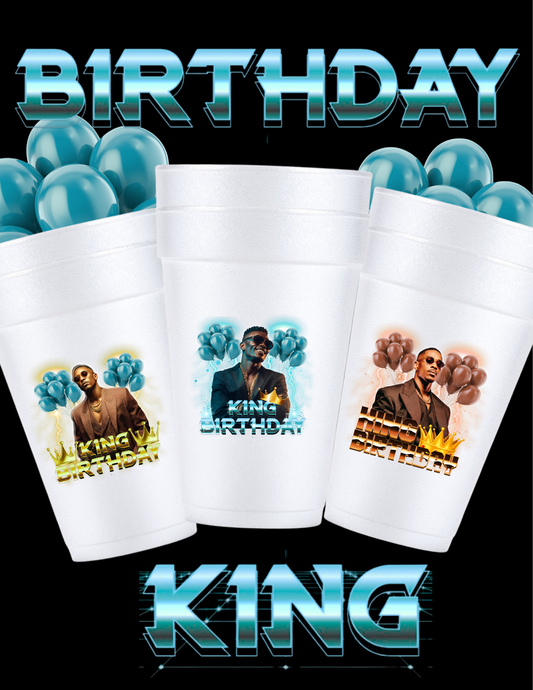 Men’s Birthday King Cup Wrap Templates | Styrofoam Cup Bundle (3 Designs)