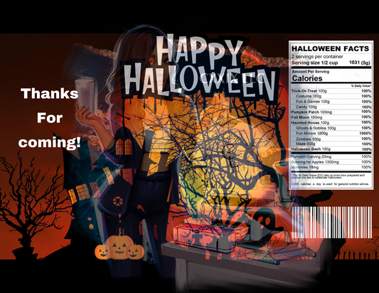 Happy Halloween Party Favor Chip Bag PNG | Instant Digital Download
