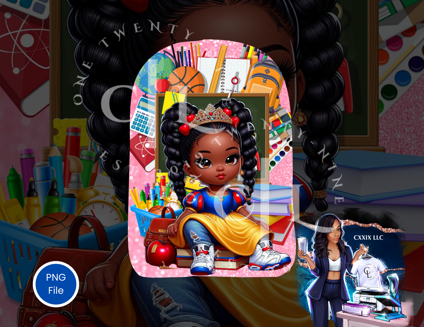 Classroom Cutie – Twist ponytail Backpack PNG