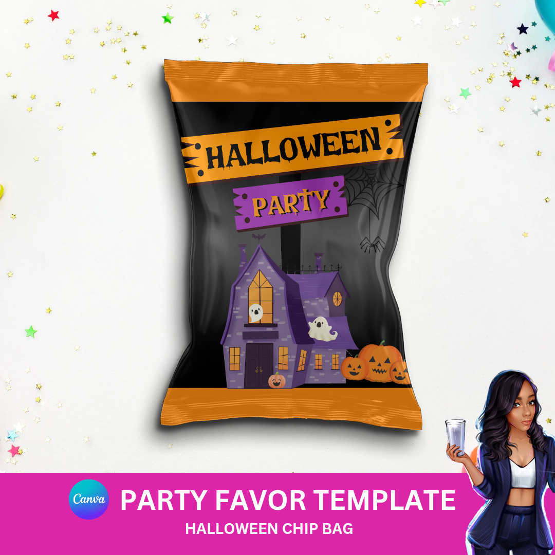 Halloween Party Chip Bag Template