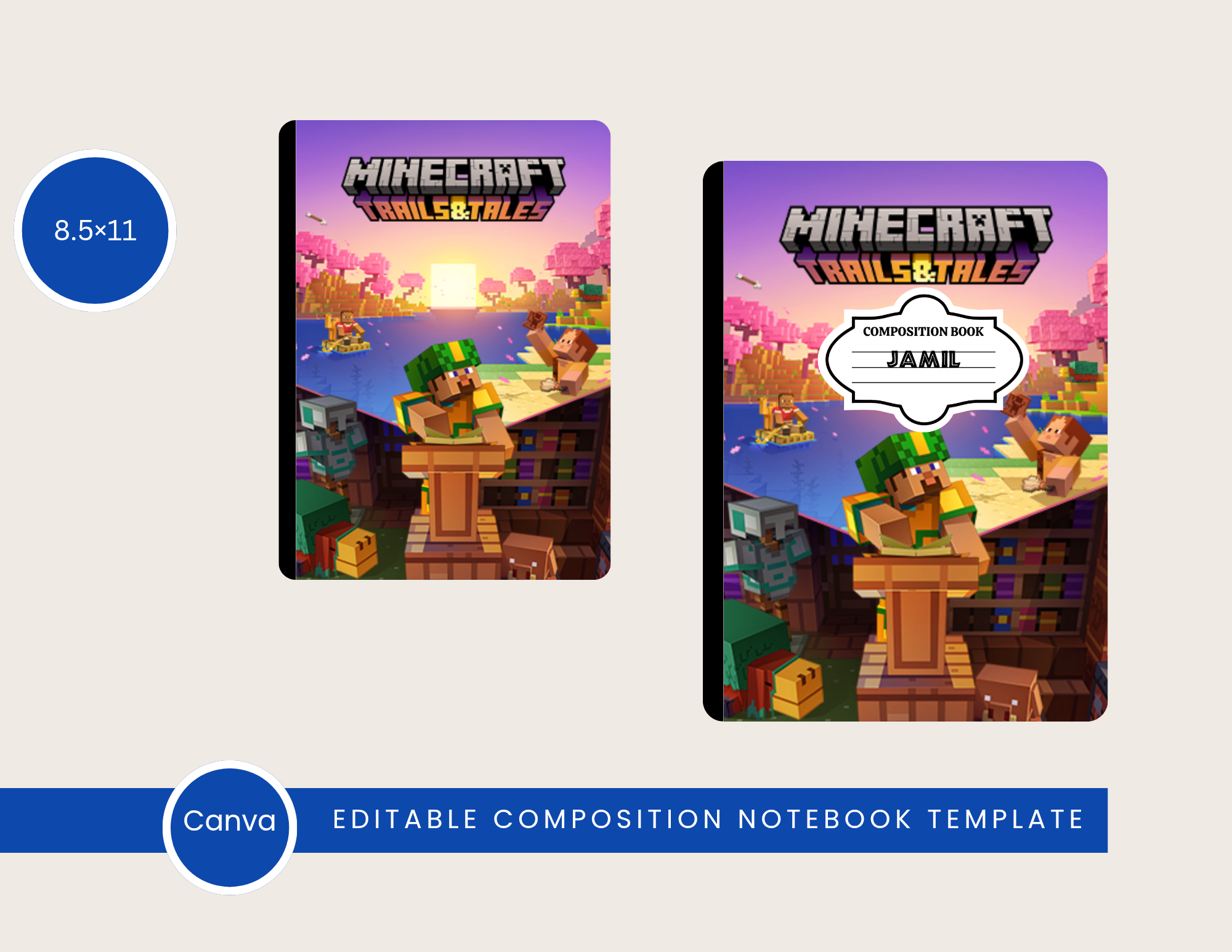 Minecraft Composition Notebook – Editable Canva Template ...