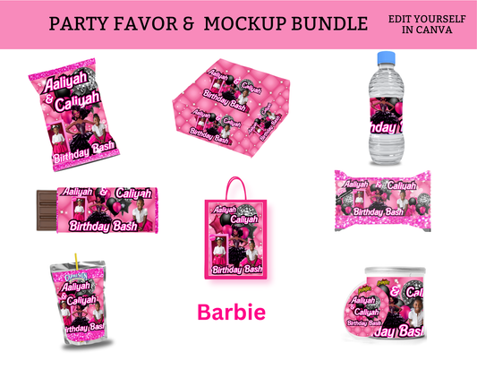 Barbie Party Favor Bundle Template