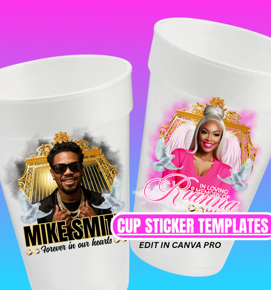 2 Cup Memorial Black & Gold & Pink Cup Template – Editable (Digital Download)