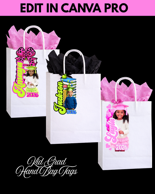 Kids Graduation Gift Bag Tag Template Bundle (3 Designs – 2 Girls & 1 Boy)