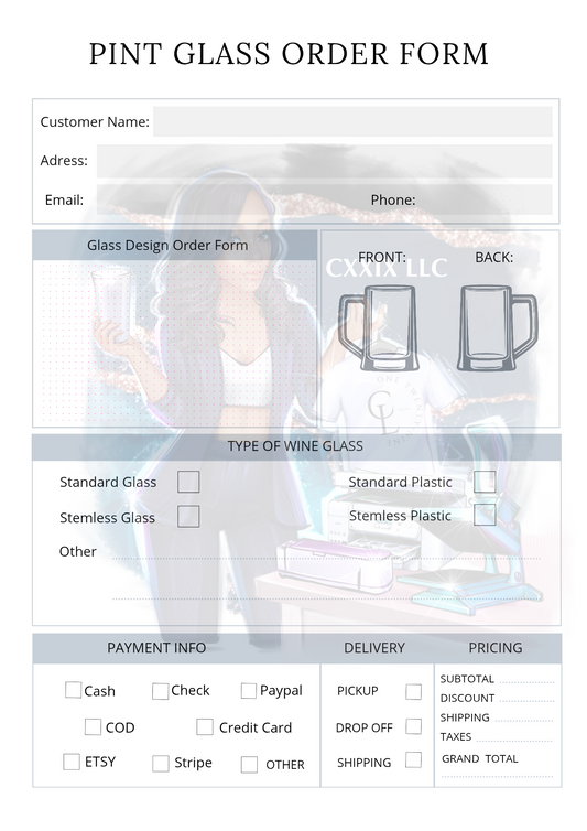 Pint Glass Order Form – PDF