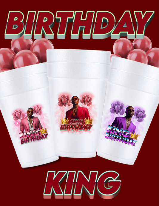 Birthday King Styrofoam Cup Templates | Men’s Birthday Bundle (Set of 3)