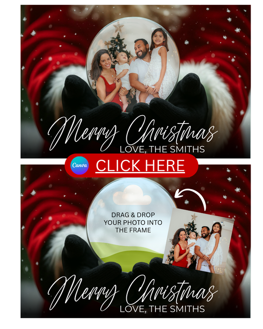 Santa Snow Globe Card Template – Editable Canva Pro (Digital Download)