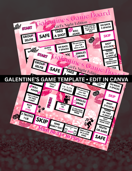 Galentine’s Game Board Template | Girls Night Party Game