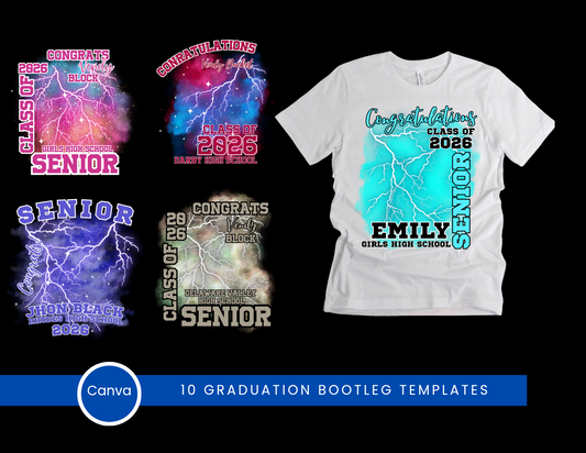 2026 Bootleg Graduation Template Bundle | Editable Canva Digital Download