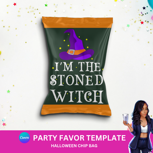 I’m the Stoned Witch – Funny Halloween Chip Bag Template (Editable)
