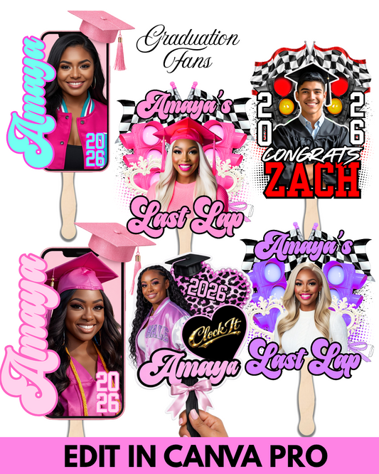 Graduation Fan Template Bundle (6 Designs) – Class of 2026