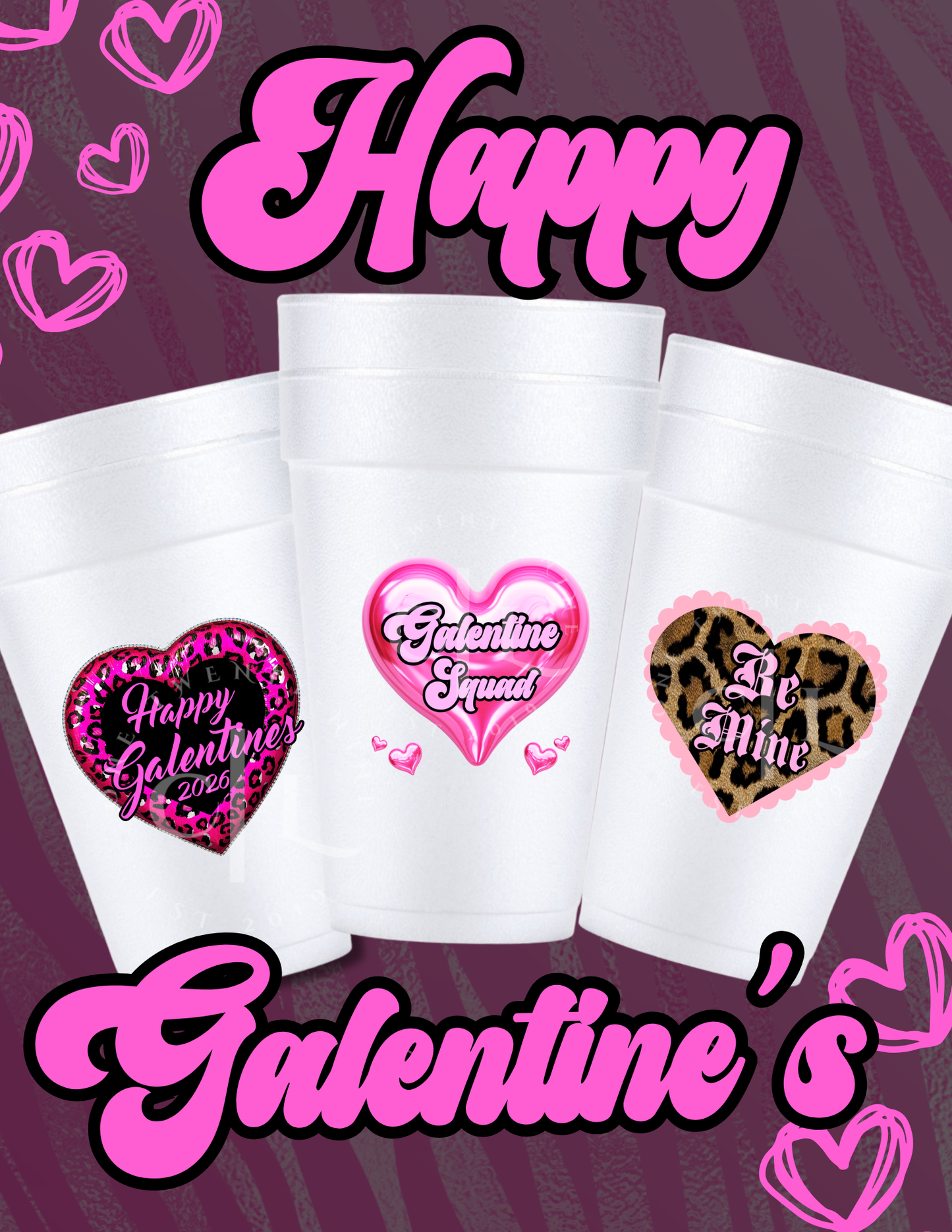 Galentine’s Day Styrofoam Cup Templates Bundle | 3 Designs