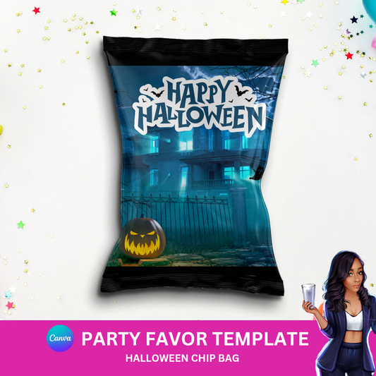 Happy Halloween – Blue Edition Chip Bag Template (Digital)