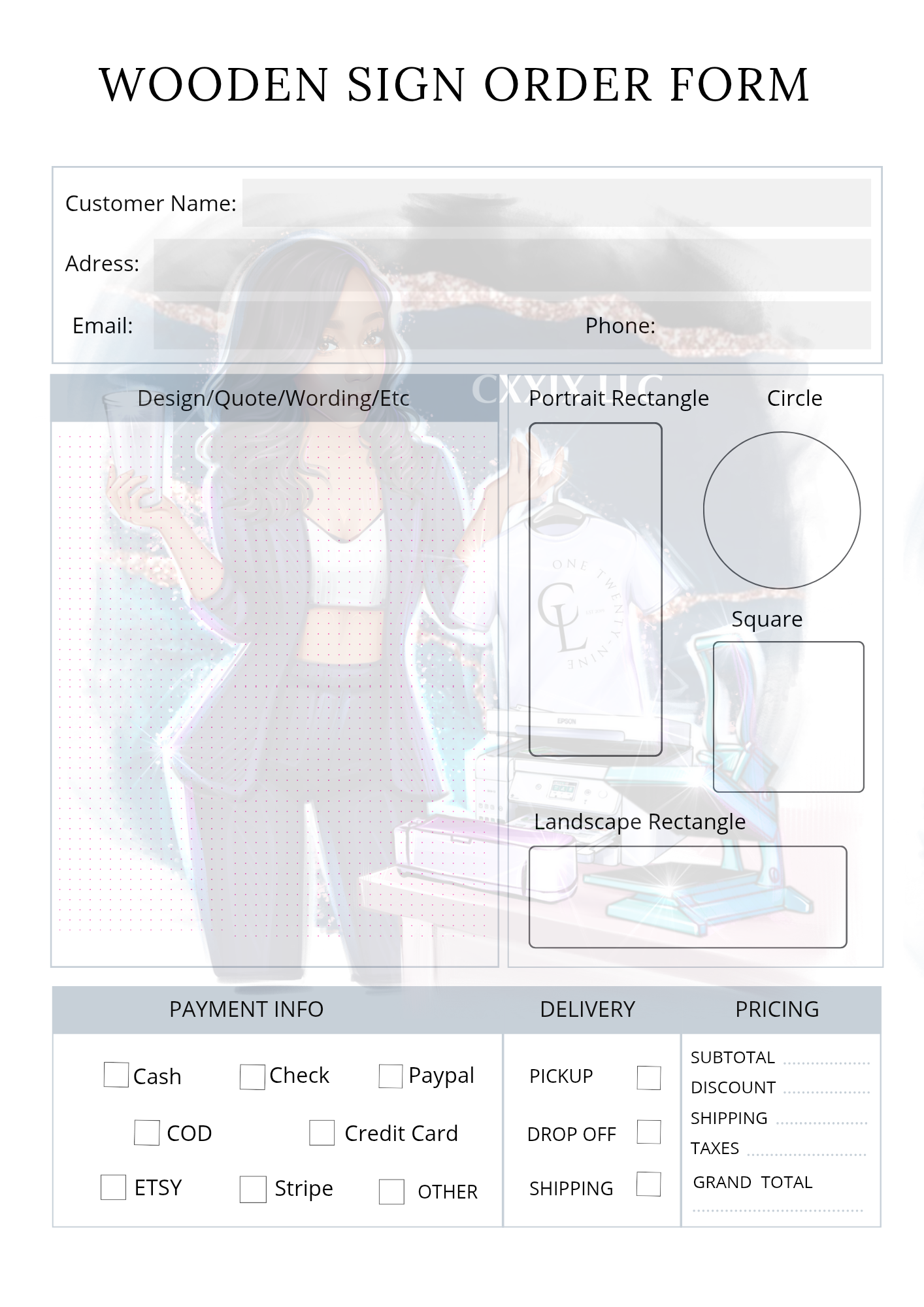 Wooden Sign Order Form – PDF