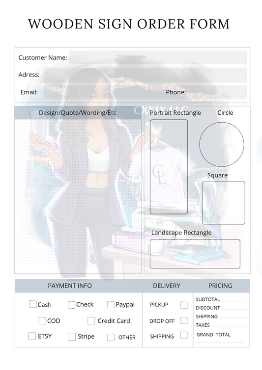 Wooden Sign Order Form – PDF