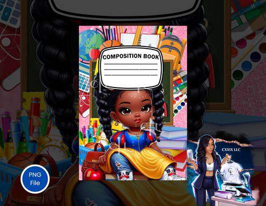 Back to School Princess – Notebook Cover PNG
