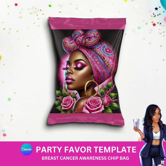Warrior – Editable Chip Bag Template for Breast Cancer Awareness