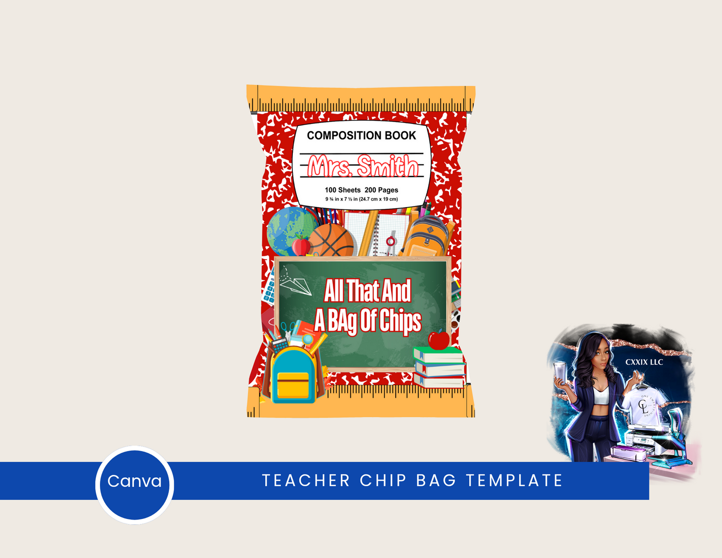 Teacher Appreciation Chip Bag – Editable Canva Template