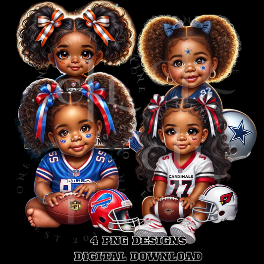Little Girls Football PNG Bundle – 4 Adorable Designs