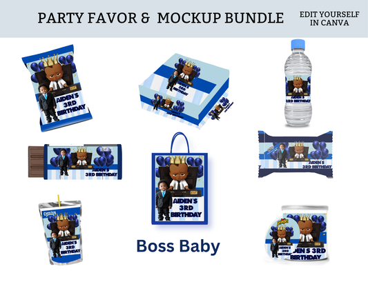 Boss Baby Boy Party Favor Bundle Template