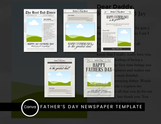Father’s Day Newspaper Template Bundle – 5 Customizable Front Page Designs