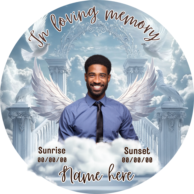 Silver & Light Blue Memorial Pin Button Template Bundle