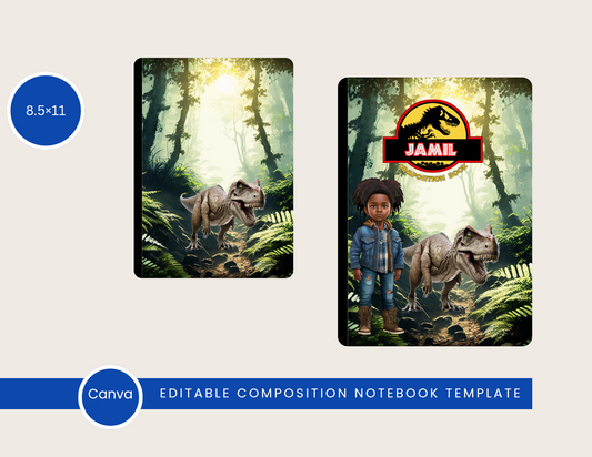 Dinosaur Composition Notebook – Editable Canva Template