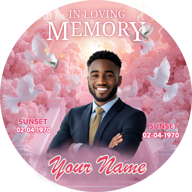 Pink & Rose Memorial Pin Button Template Bundle