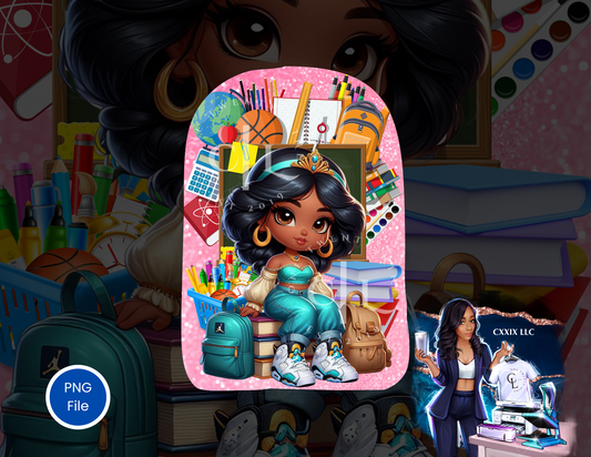 Back to School Princess – Jasmine-Inspired Bookbag PNG