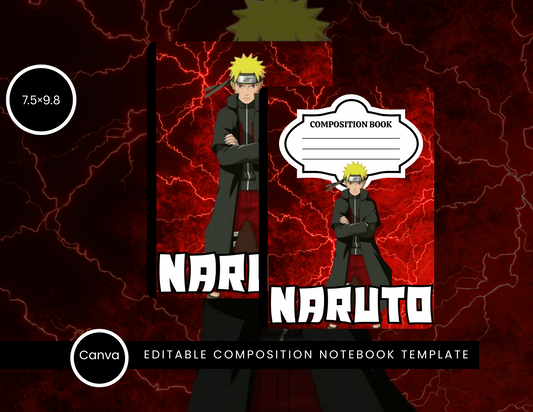 Red Naruto Composition Notebook Cover Template