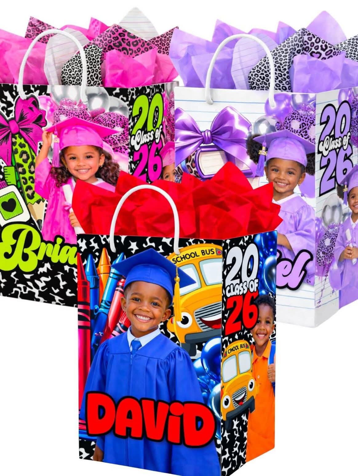 Class of 2026 Kids Graduation Treat Bag Templates (3 Designs)