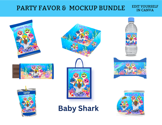 Baby Shark Party Favors Bundle Template