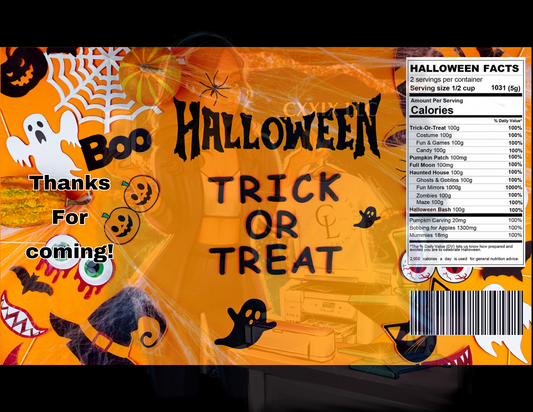Halloween Trick or Treat Chip Bag PNG | Digital File Only