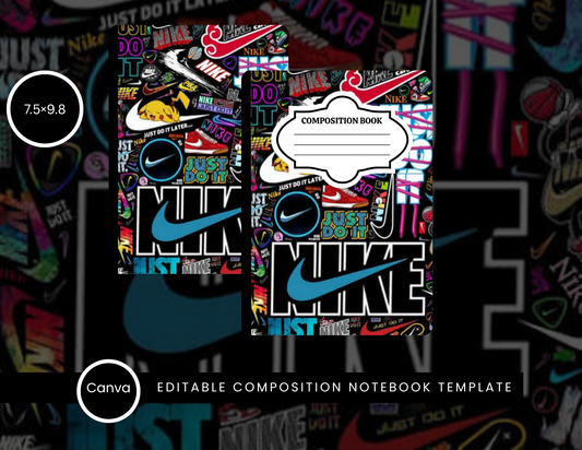 "Just Did It" Nike-Inspired Composition Notebook Cover Template