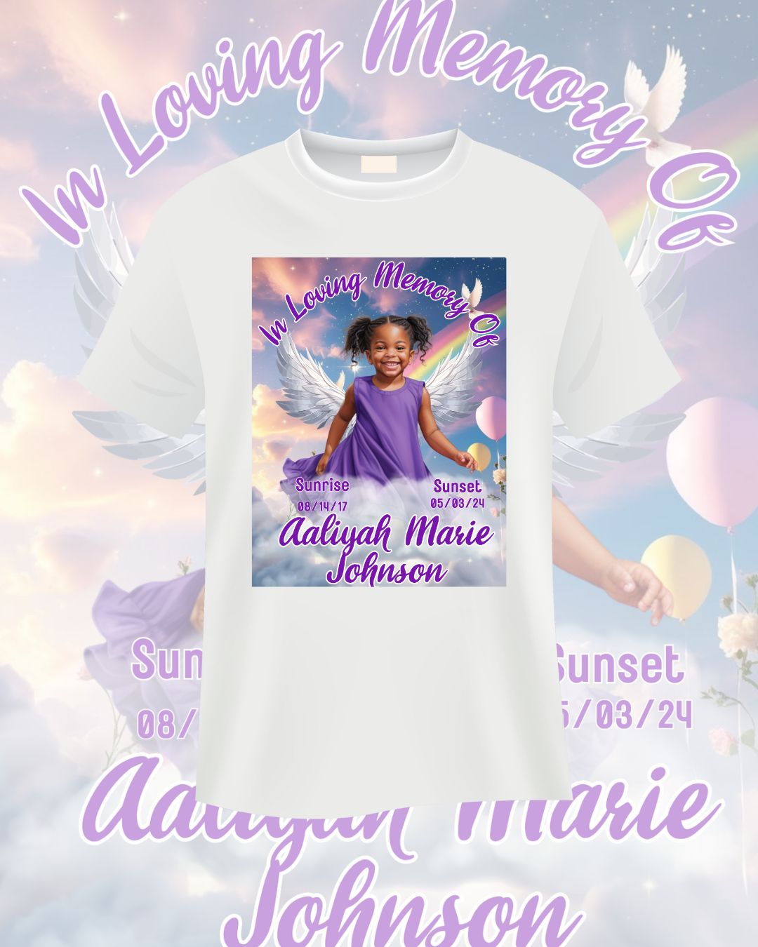 Rainbow Purple & Blue Memorial T-Shirt Template